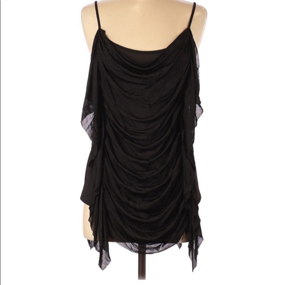 Bailey 44 Black Mesh Ruffle Tank Top Small